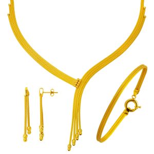 Kalze 22 Carats Or Tresse Bijou Parure