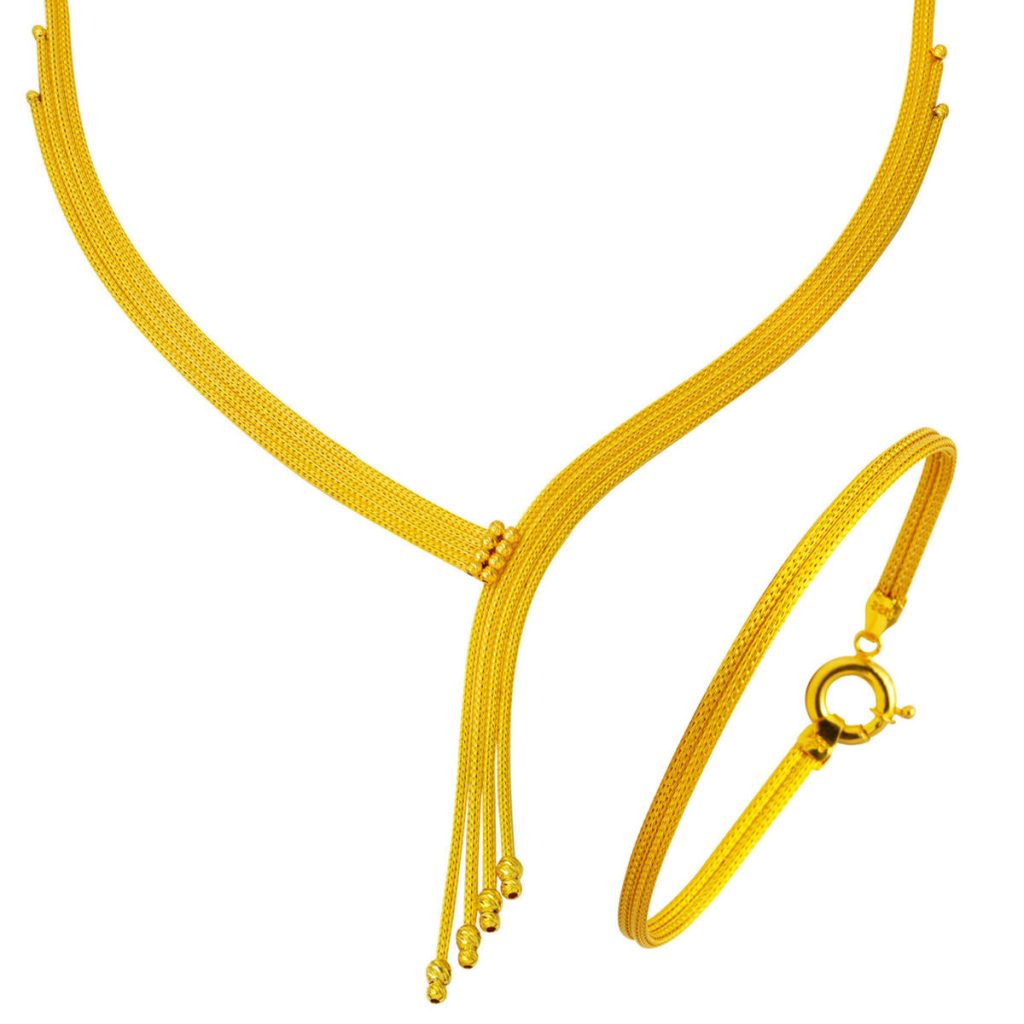 Bracelet Gerdanlıklı 22 Karat Gold Wovenlü Set