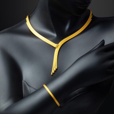 Bileklik Gerdanlıklı 22 Ayar Altın Örgülü Set - 22K - 31.48g - EZ Gold