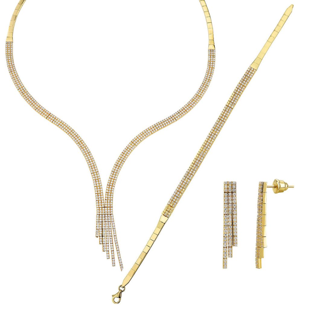 3 Row Salkım 14 Karat Gold Filigree Set