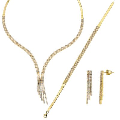 3 Rows Salkım 14K Gold River Set