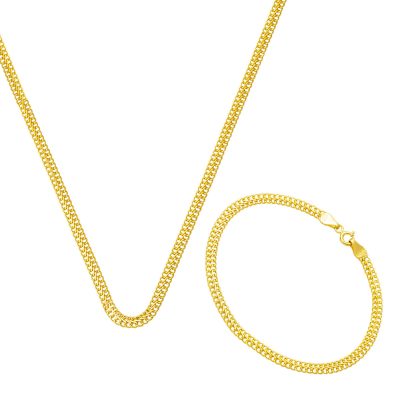 Zincir Necklace ve Braceletli 14K Gold Takım