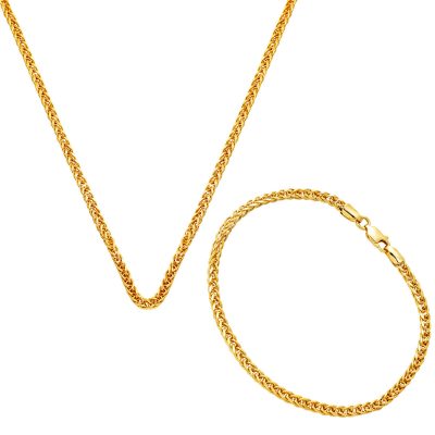 Zincir Collier ve Bracelet finli 14 Carats Or Takım