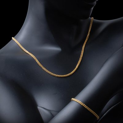 Zincir Collier ve Bracelet finli 14 Carats Or Takım - 14K - 9.39g - EZ Gold