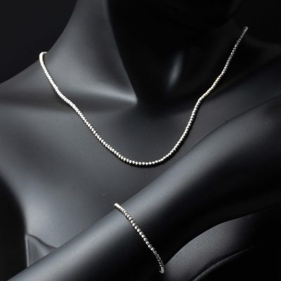 Top Orlı Zincir Collierli ve Bracelet finli Blanc Or Set - 14K - 13.4g - EZ Gold