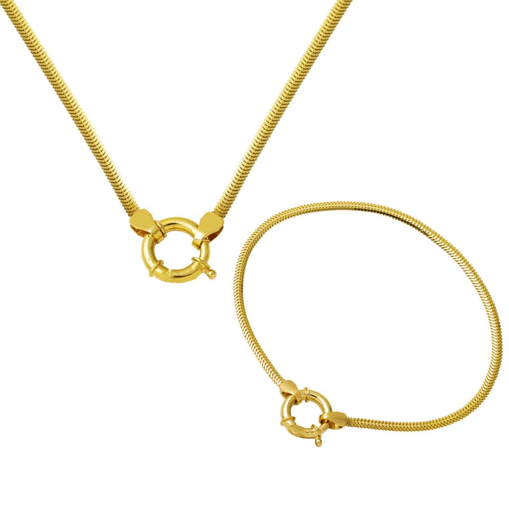 Gemici Kilitli 14 Carats Or Chaine Bijou Parure