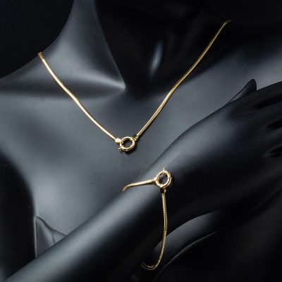 Gemici Kilitli 14 Ayar Altın Zincir Takı Seti - 14K - 9.18g - EZ Gold