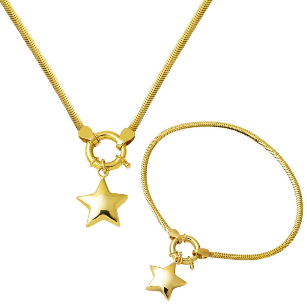 Star 14 Karat Gold Chain Jewelry Set
