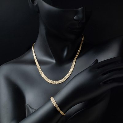Bileklik & Gerdanlık Altın Düğün Seti - 14K - 15.11g - EZ Gold