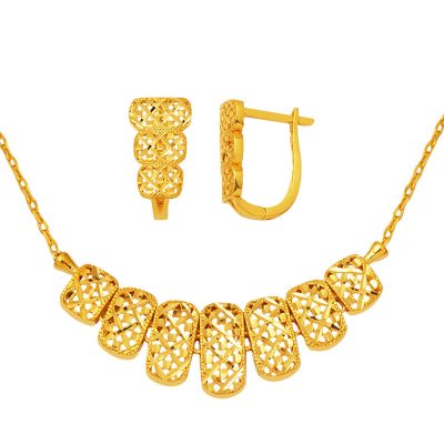 Küpe - Necklaceli 22K Gold Plazma Set