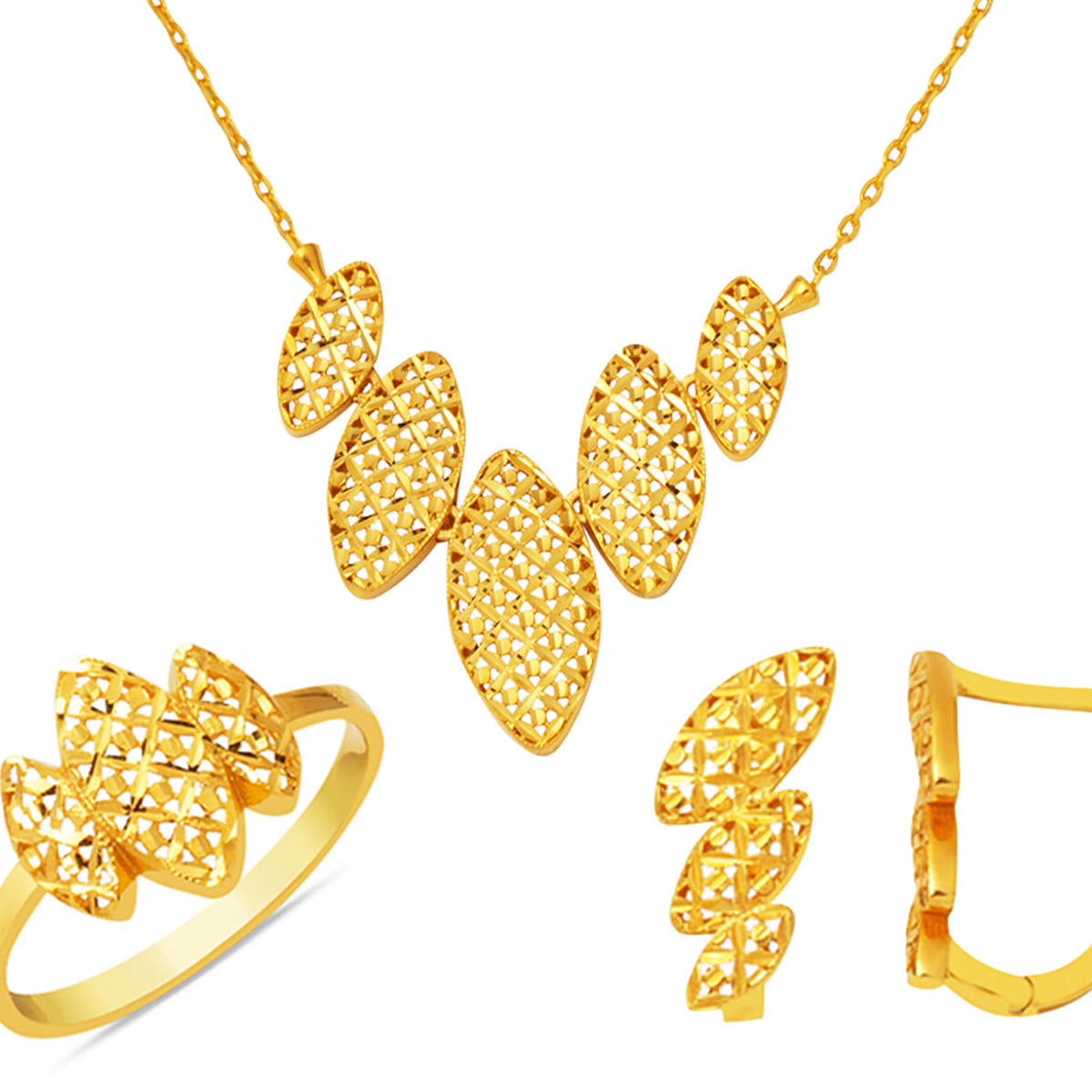 Fleur de Vie 22 Carats Trois pièces Or Set