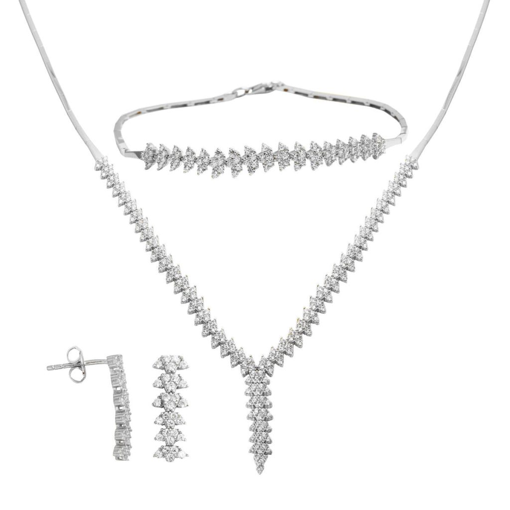 14 Karat White Gold Wedding Jewelry Set