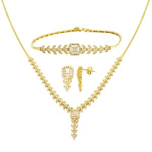 14 Carats Or Baguette Mariage Bijou Parure