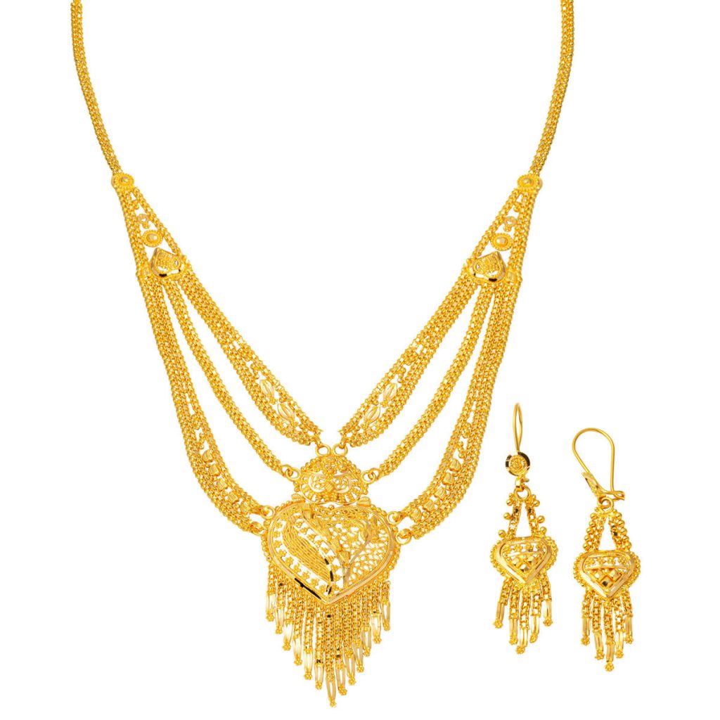 with Tassels 22 Karat Hint İşi Gold Jewelry Set