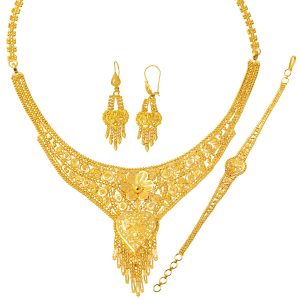 with Heart 22 Karat Hint İşi Gold Jewelry Set