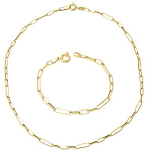 Paperclip Hoop Gold Chain Jewelry Set
