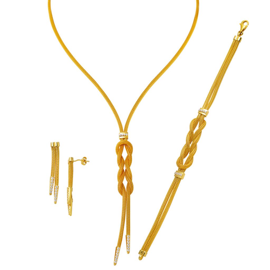 Braided Chain 14 Karat Gold Jewelry Set