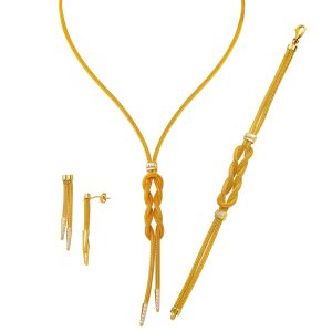 Braided Chain 14 Karat Gold Jewelry Set