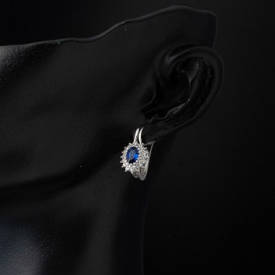 Blue with Stones Necklace Earringli Gold Set - 14K - 7.31g - EZ Gold