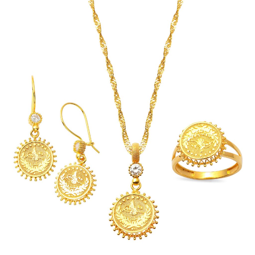 Tughra 14 Karat Three-piece Gold Set