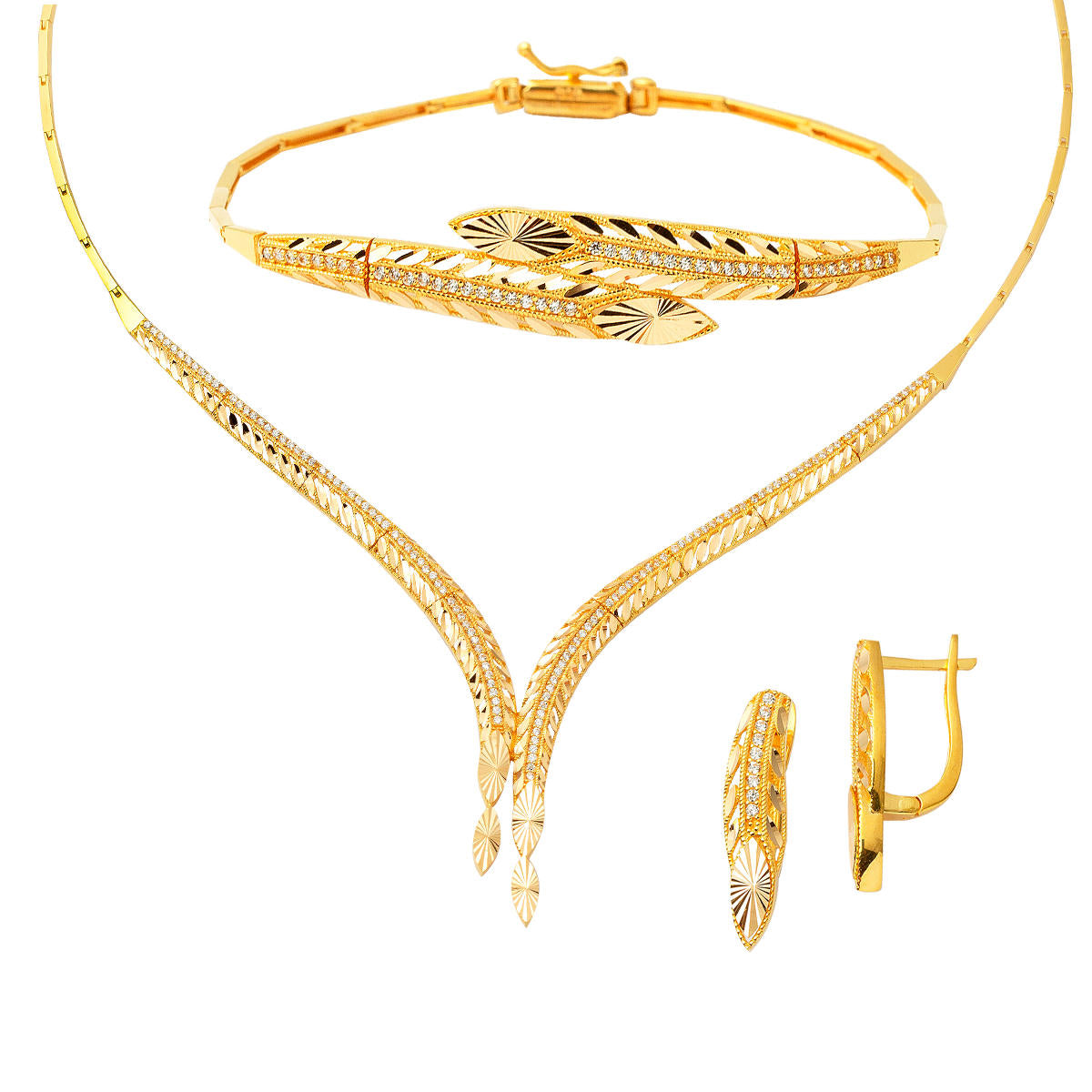 Filigree 22 Karat Gold Jewelry Set
