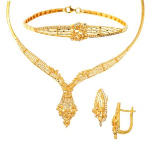 Floral 22 Karat Gold Jewelry Set