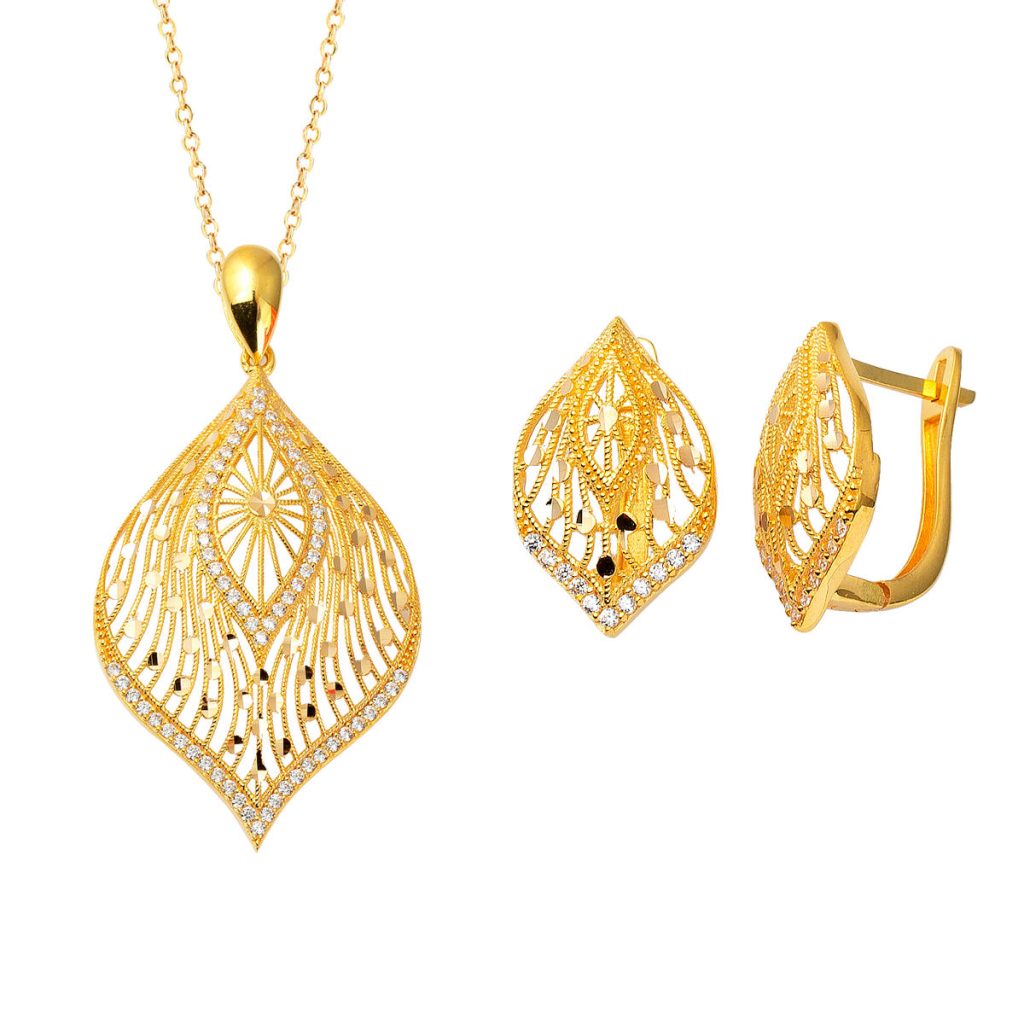 Gelintülü Necklace & Earringli 22 Karat Gold Set