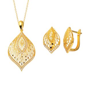 Gelintülü Collier & Boucle d'oreilleli 22 Carats Or Set