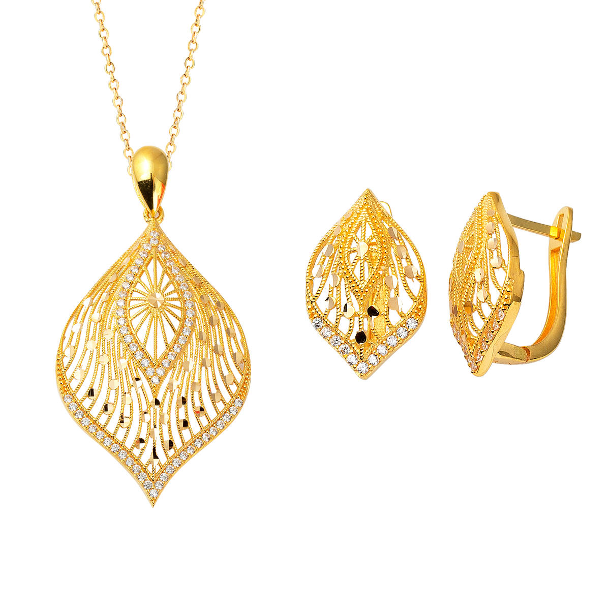 Gelintülü Collier & Boucle d'oreilleli 22 Carats Or Set