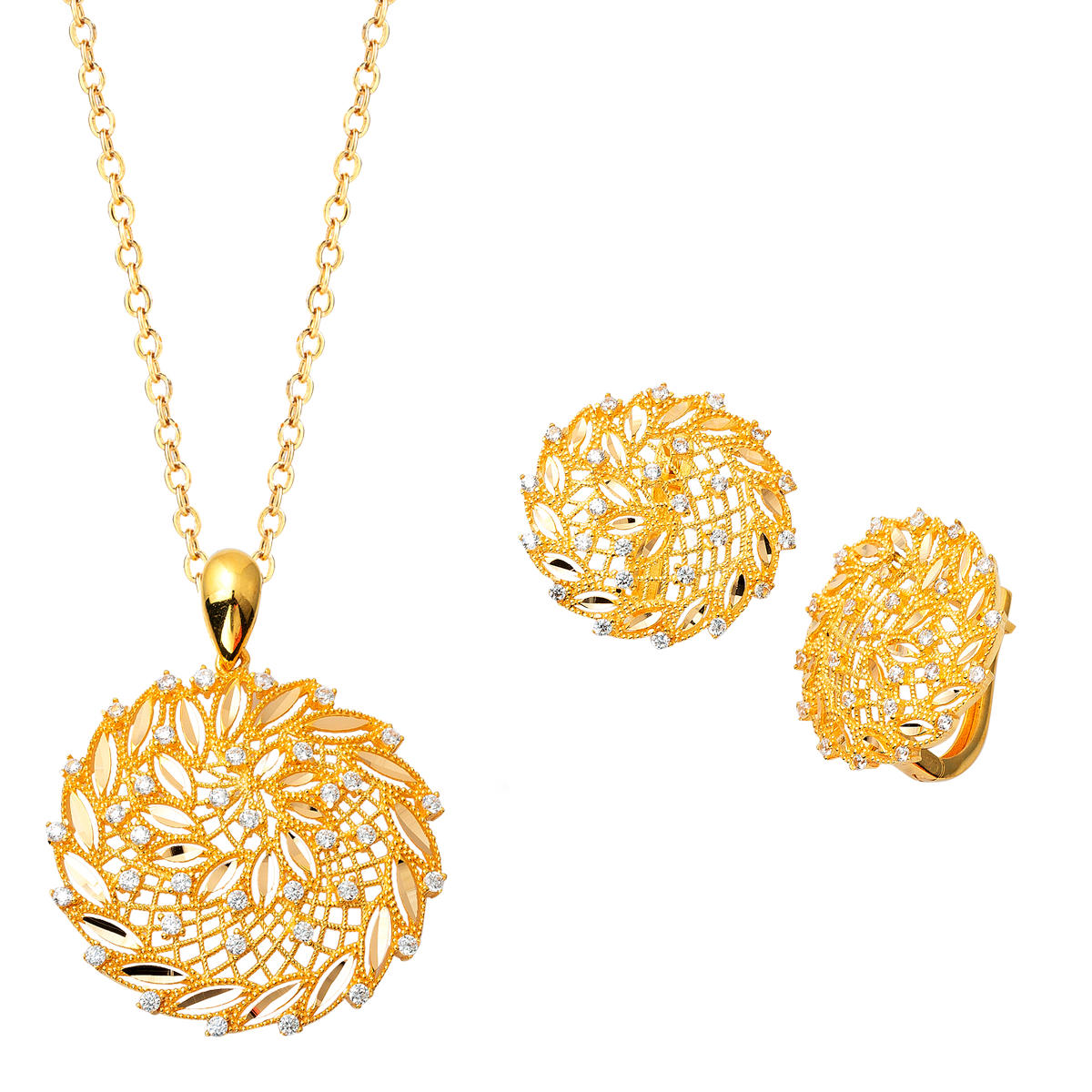 Rüzgargülü Collier & Boucle d'oreilleli 22 Carats Or Set
