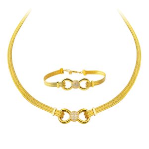 Gerdanlık & Bracelet 22 Karat Woven Gold Set