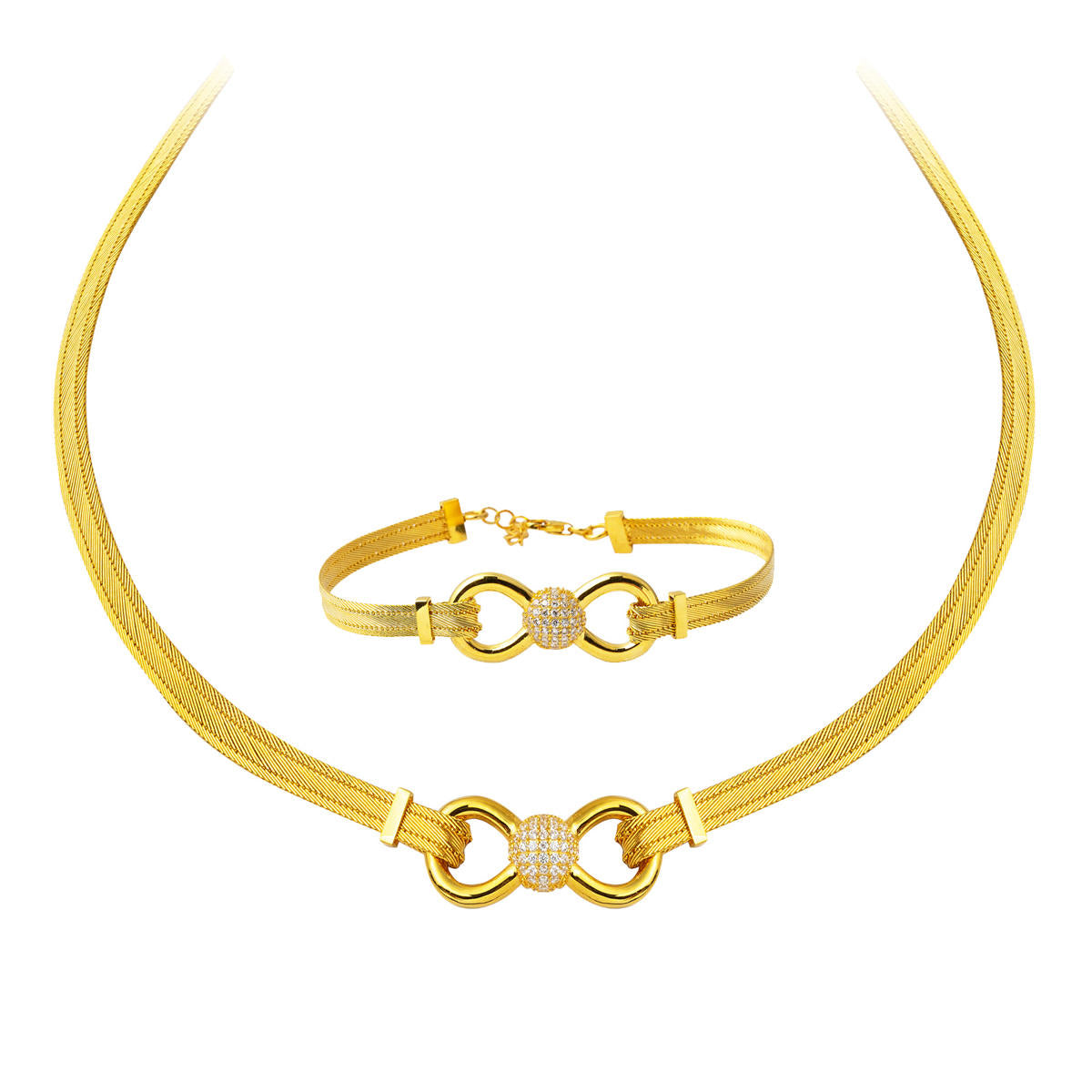 Gerdanlık & Bracelet 22 Carats Tresse Or Set