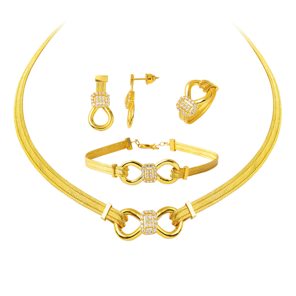 Trabzon Woven Braided 22 Karat Gold Jewelry Set