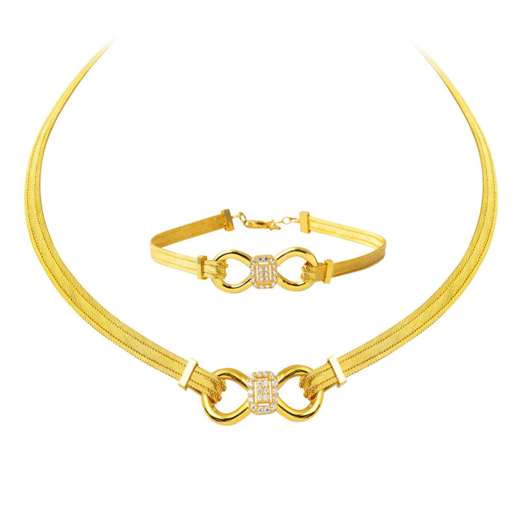 Woven Gerdanlık & Bracelet 22 Karat Gold Set