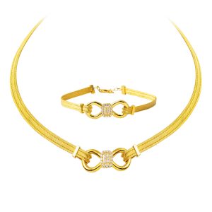 Woven Gerdanlık & Bracelet 22 Karat Gold Set