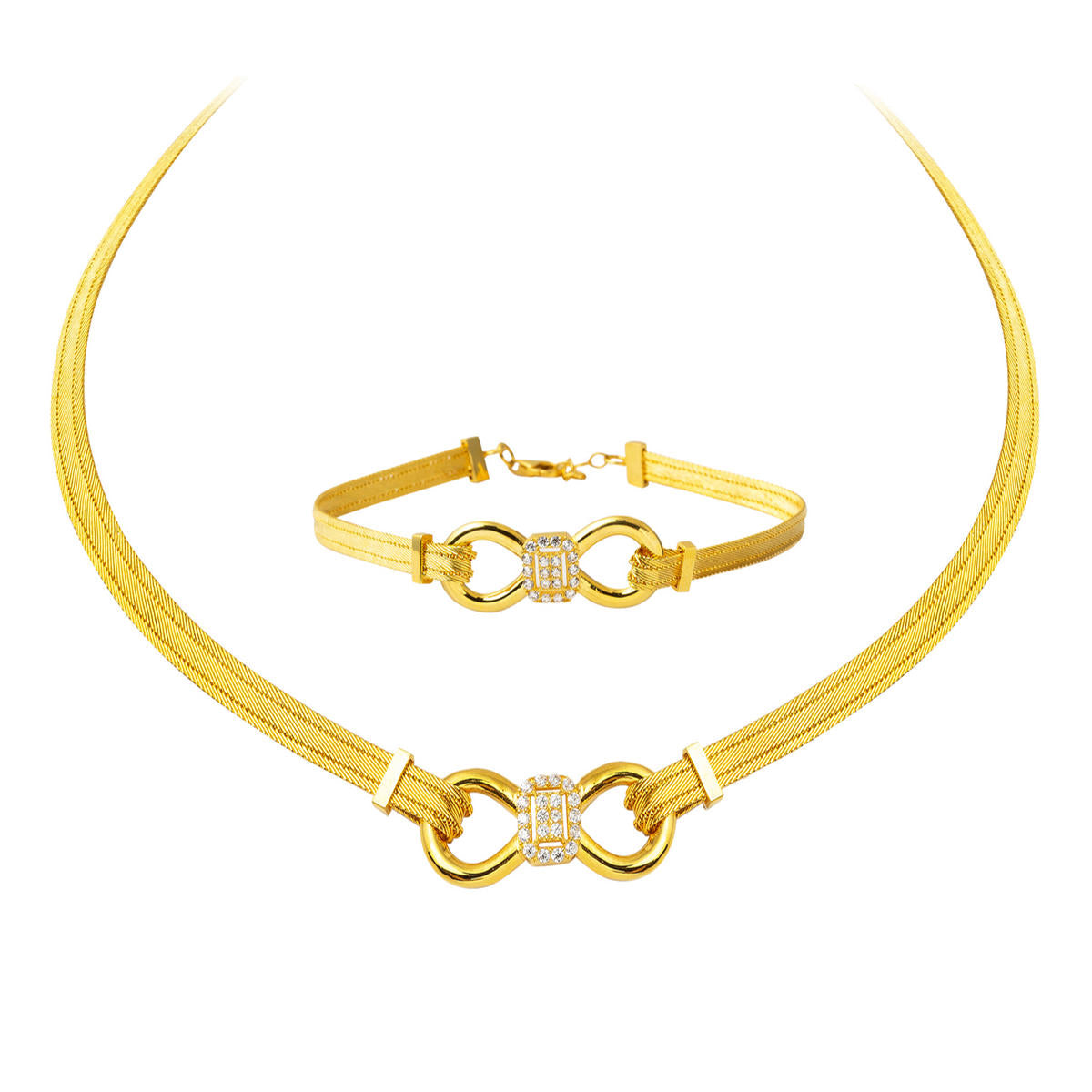 Woven Gerdanlık & Bracelet 22 Karat Gold Set
