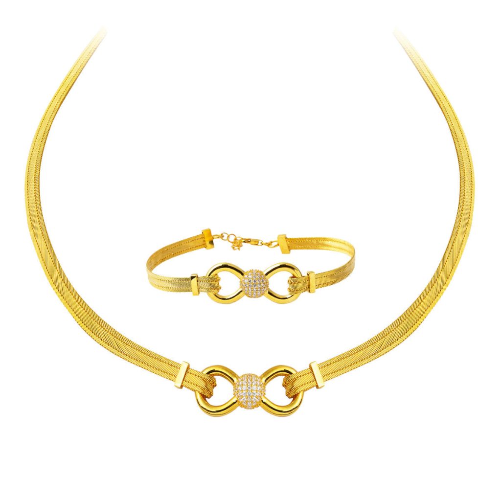 Gerdanlık & Bracelet Trabzon Woven Gold Set