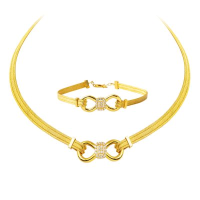 Trabzon Mesh Gerdanlık & Bracelet Gold Set