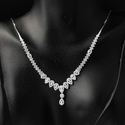 Drop Baguette with Stones White Gold Takı Seti - 14K - 13.72g - EZ Gold
