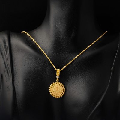 avec Monogramme Collier & Boucle d'oreille Or Set - 14K - 10.46g - EZ Gold