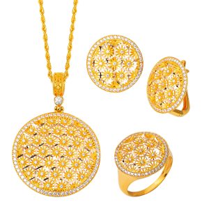 Tree of Life with Stars Gold 3’lü Set