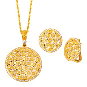 Fleur de Vie Collier & Boucle d&rsquo;Oreille Or Set