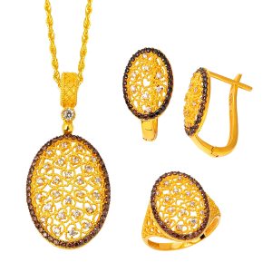 avec Cœur Fleur de Vie Or Bijou Parure