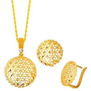 Tree of Life Necklace & Earring Gold Set
