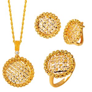 Tree of Life Gold Engagement Jewelry Set