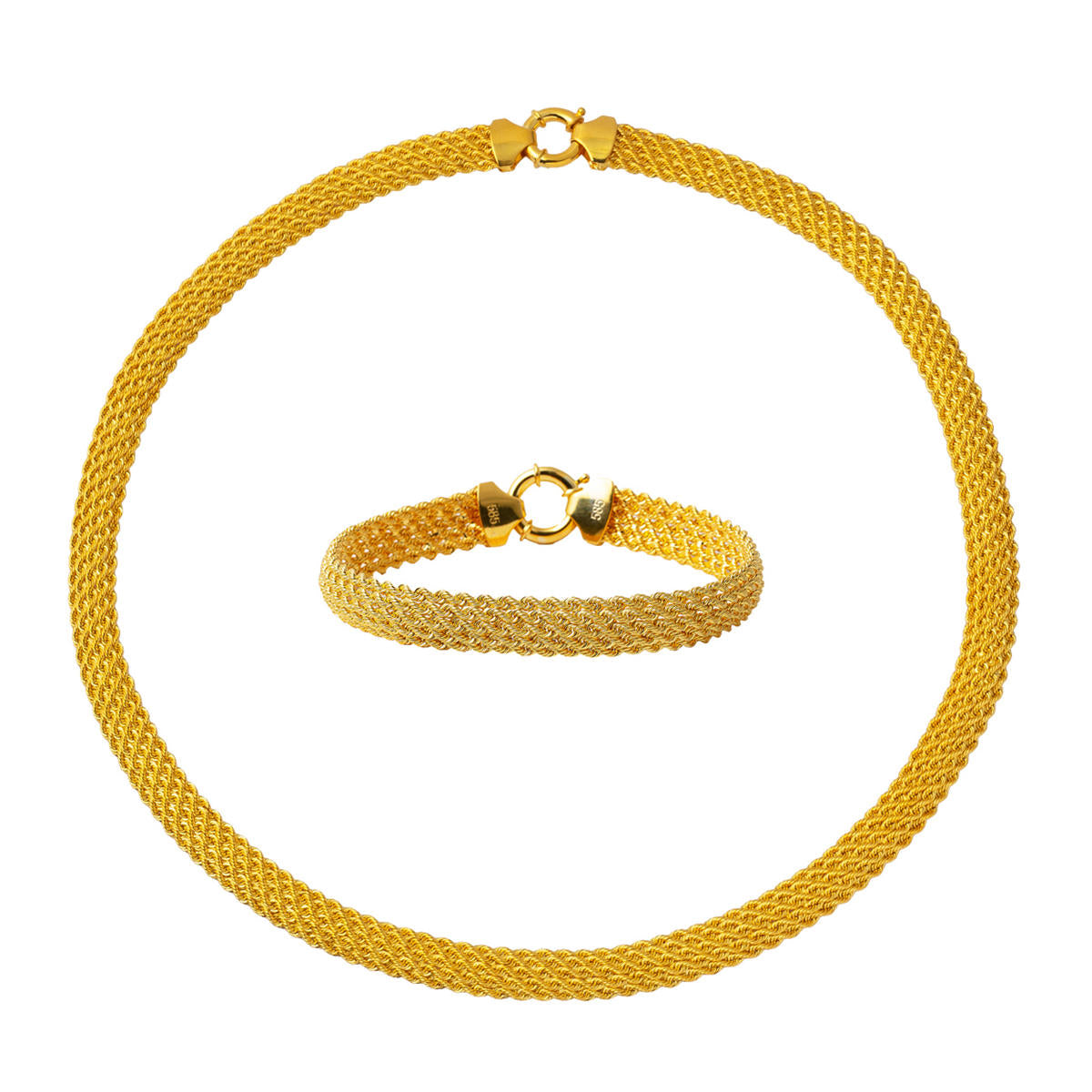 Gerdanlık & Bracelet Tresse Tresse Or Set