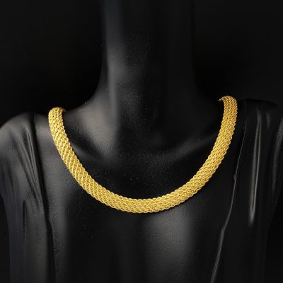 Gerdanlık & Bileklik Hasır Örgü Altın Set - 14K - 24.39g - EZ Gold