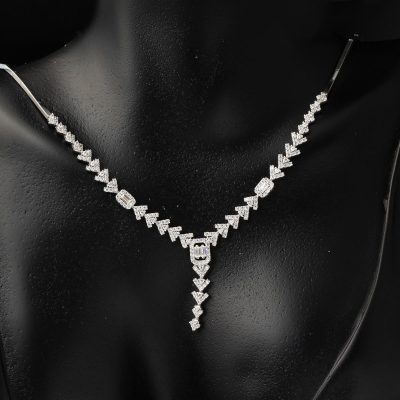 Baguette with Stones White Gold Set - 14K - 14.12g - EZ Gold