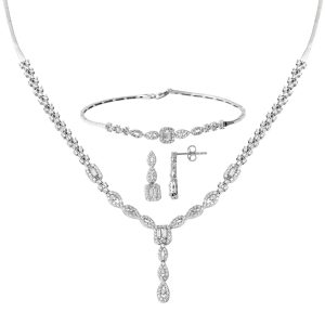 Starlight Baguette with Stones White Gold Set