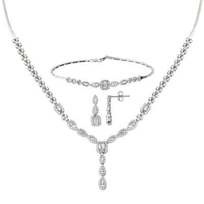 Starlight Baguette with Stones White Gold Set